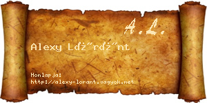 Alexy Lóránt névjegykártya